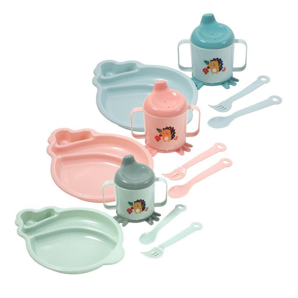 Plastic 4 in 1 Baby Feeding Set Spoon Fork Mug 22*15 cm
