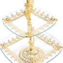 Mughal Design Glass Cake and Fruit Plate Stand 2 Tier Silver 45*30 cm