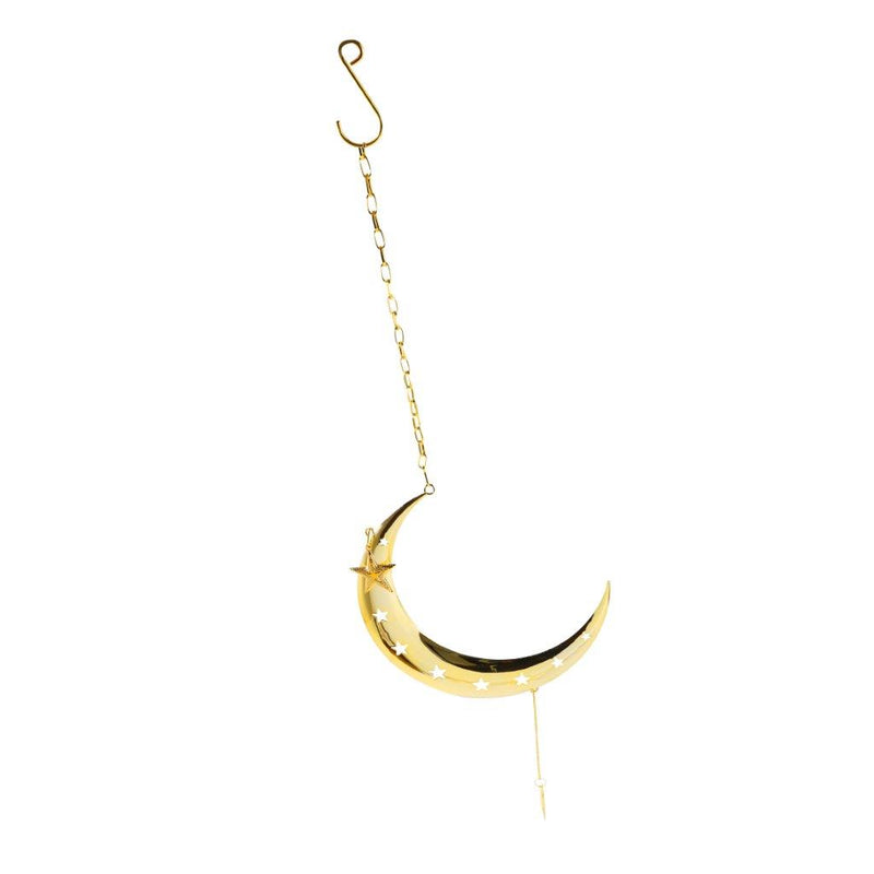 Decorative Ramadan Arabic Style Gold Metal Crescent Moon Chimes 20*65 cm