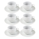 Ceramic Coffee Cup and Saucer Set of 6 Pcs Plain Vanilla 90 ml