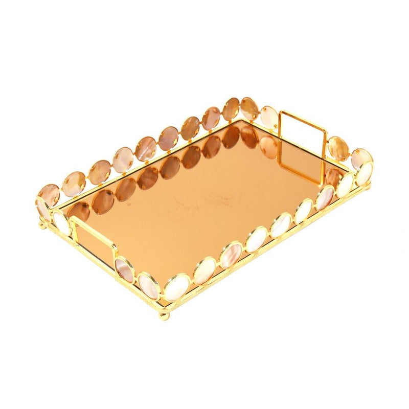 Deco Gold Rectangle Mirror Base Serving Tray Set of 2 Pcs 30*40, 22*36 cm