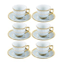 Ceramic Coffee Cup and Saucer Set of 6 Pcs Green Floral Design 90 ml
