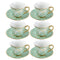 Ceramic Tea Cup and Saucer Set of 6 Pcs Blue Floral Design Cup 7.5*9 cm Saucer 14 cm