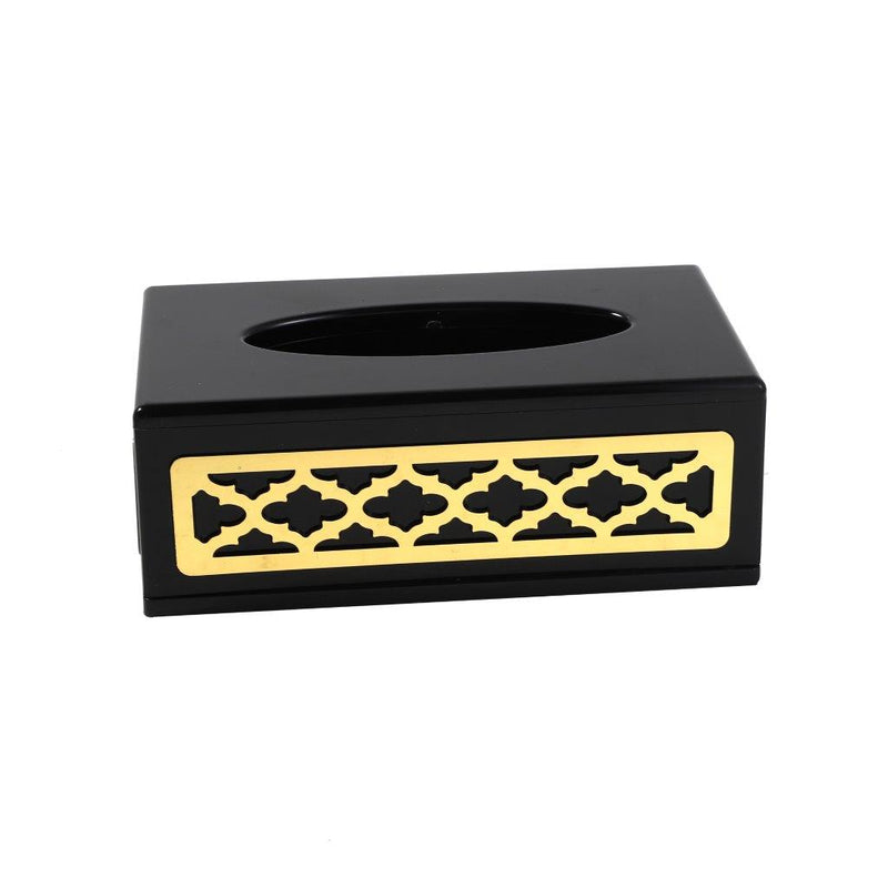 Premium Quality Black Gold Abstract Design Acrylic Rectangular Tissue Box Napkin Holder 12*22*8 cm