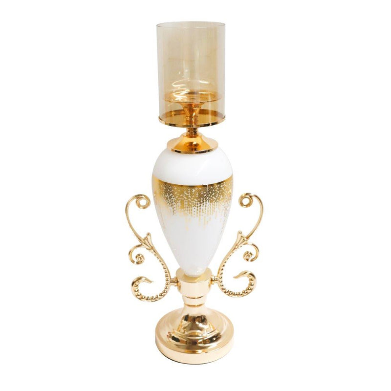 Elegant Glass Craft Gold Candleholder Wedding Table Centrepiece 22*52 cm