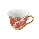 Ceramic Tea Cup and Saucer Set of 6 Pcs Red Abstract Design Cup 7.5*9 cm Saucer 14 cm