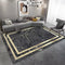 Cardoso Thunder Art Design Machine Woven Indoor Area Rug Carpet Midnight Grey with Metallic Gold Design Border 160*230 cm