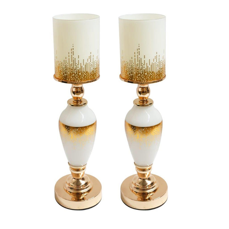 Elegant Glass Craft Gold Candleholder Wedding Table Centrepiece 10*44 cm