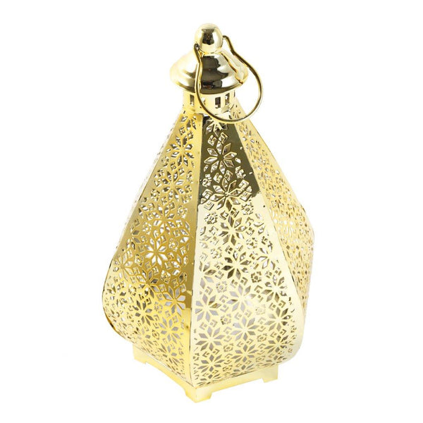 Decorative Ramadan Arabic Style Gold Metal Lantern Battery Operated Lamp 21*33 cm