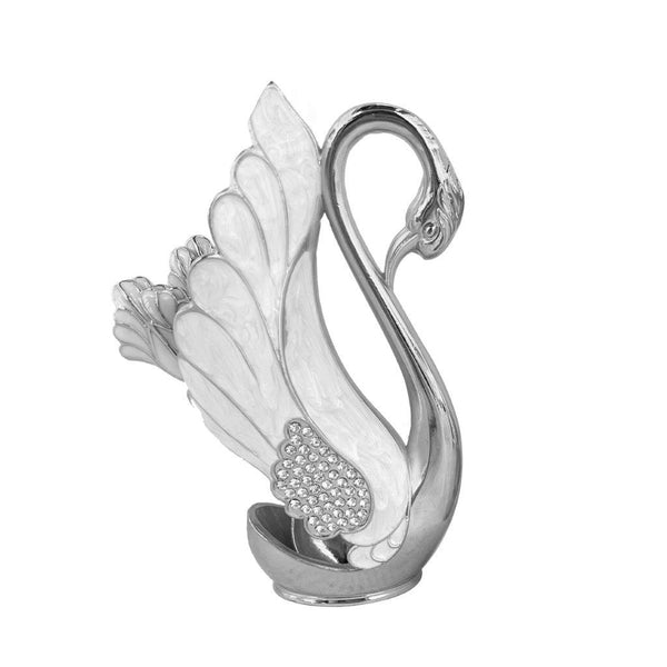 Stainless Steel Silver Swan Spoon Set with Cutlery Holder - 6-Piece 15 cm - Classic Homeware and Gifts