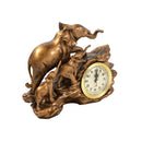 Sculpture Statue Resin Figurine Elephant Deco Clock Metallic Brown Color 23*20*7 cm