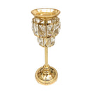 Satin Gold Elegant Metal Crystal Glass Candleholder Wedding Table Centrepiece 44*16 cm