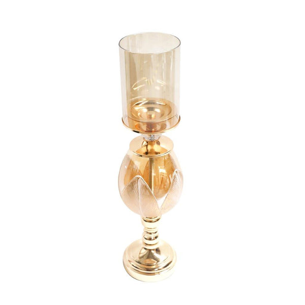 Elegant Glass Craft Gold Candleholder Wedding Table Centrepiece 14*48 cm