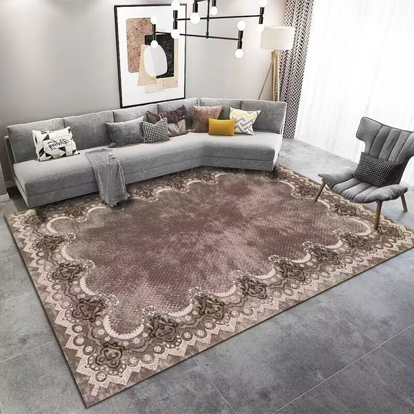 Abstract Nordic Style Machine Woven Indoor Area Rug Carpet Faded Pink with Embroidery Border 200*300 cm