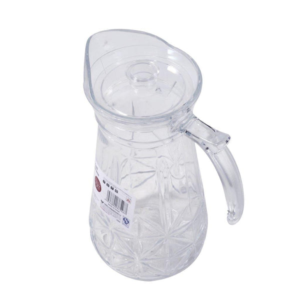 Clear Glass Water and Beverage Jug with Cups Set 1.7 Liter