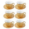 Ceramic Tea Cup and Saucer Set of 6 Pcs Gold Abstract Design Cup 7.5*9 cm Saucer 14 cm