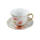 Ceramic Tea Cup and Saucer Set of 6 Pcs Floral Design Cup 7.5*9 cm Saucer 14 cm