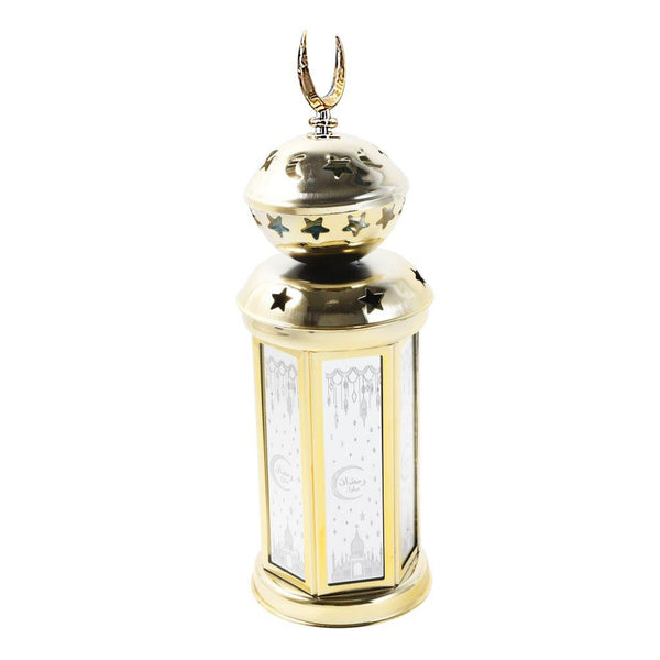 Decorative Ramadan Arabic Style Gold Metal Lantern Battery Operated Lamp 10*28.5 cm