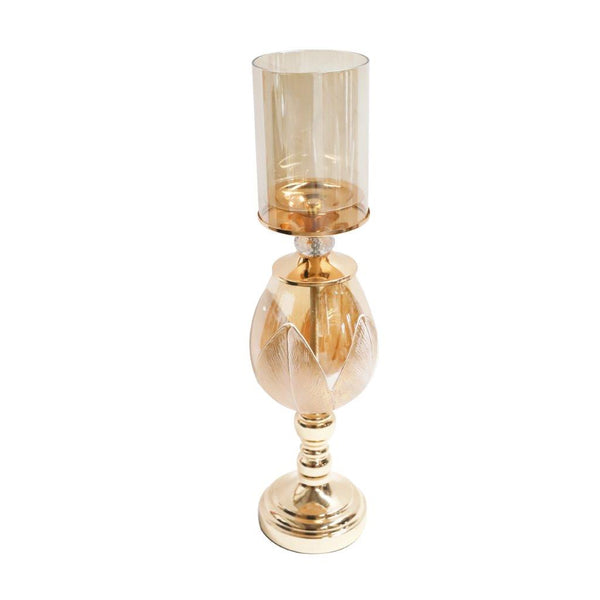 Elegant Glass Craft Gold Candleholder Wedding Table Centrepiece 14*48 cm