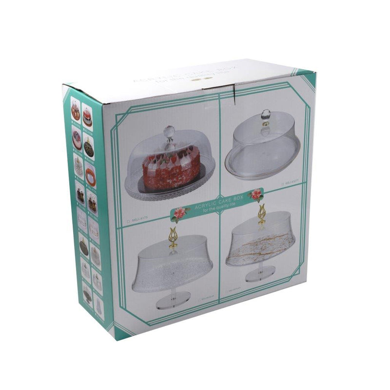 Acrylic Cake Dome Cover with Tray Food Plate Clear Lid Cake Stand For Baking Serving 32*16 cm