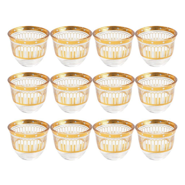 Glass Coffee Cawa Shafee Cup Set of 12 Pcs Abstract Design 5*6 cm