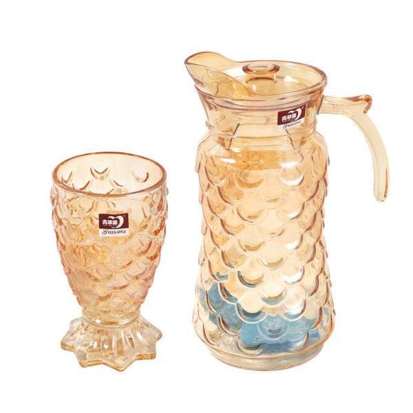 Rose Gold Glass Beverage and Water Jug with Lid 1.7 Liter