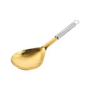 Stainless Steel Gold Plated Serving Spoon Heat Resistant Handle 35 cm