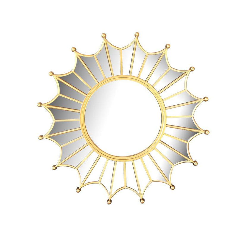 Decorative Sun Shape Silver Frame Wall Mirror 64 cm