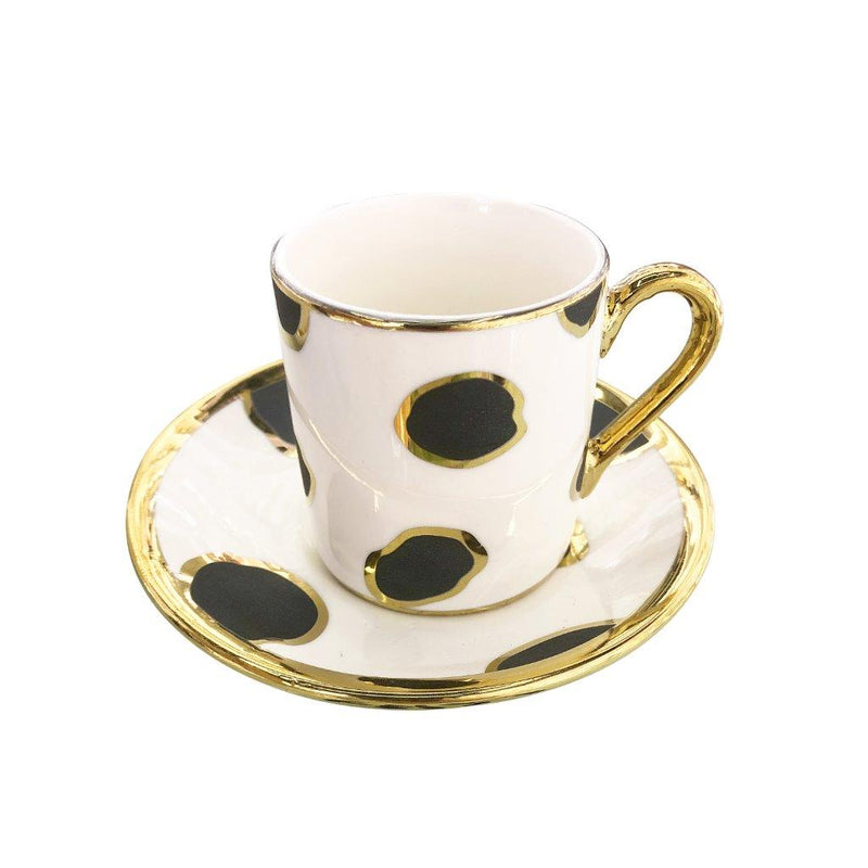 Ceramic Coffee Cups and Saucer Set of 6 Pcs 5*5.5/11 cm