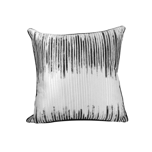 Modern Decorative Silver Black Lines Print Cushion Cover Pillowcase 50*50 cm