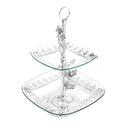 Mughal Design Glass Cake and Fruit Plate Stand 2 Tier Silver 45*30 cm