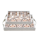 Engraved Deco Silver Candy Box Nuts and Chocolates Serving Tray Set of 2 Pcs 41*29*5;33*23*5 cm