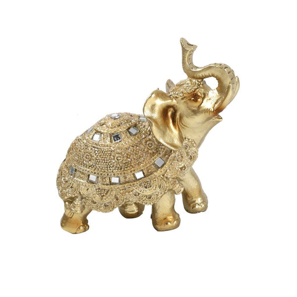 Sculpture Statue Resin Figurine Elephant Metallic Gold Color 19*15 cm