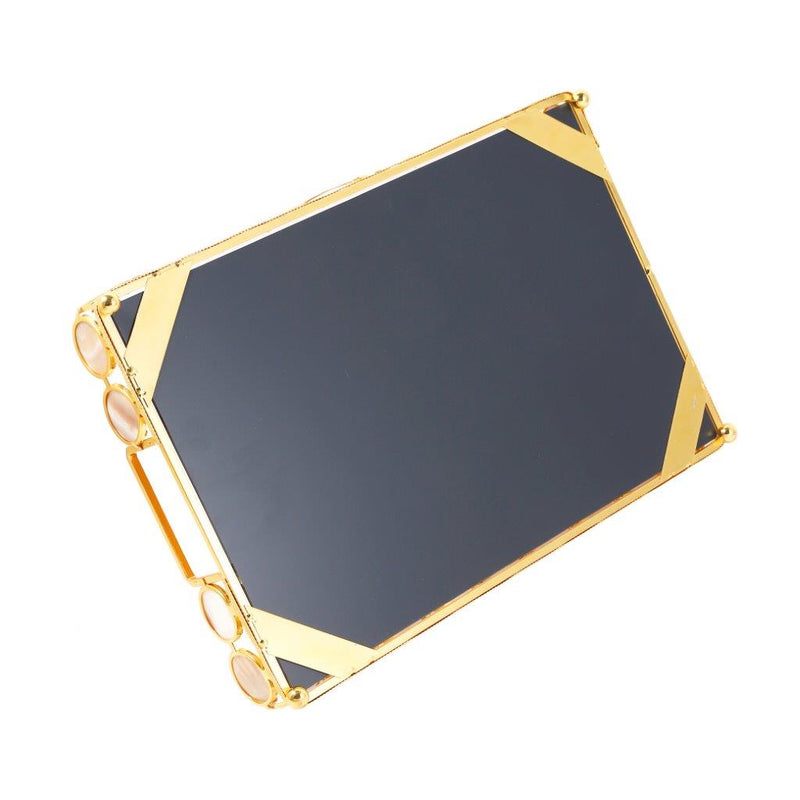 Deco Gold Rectangle Mirror Base Serving Tray Set of 2 Pcs 30*40, 22*36 cm