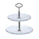 Crystal Glass Round 2 Tier Cake Stand