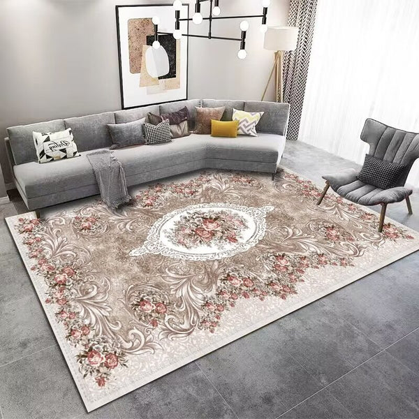Amazing Floral Delight Machine Woven Indoor Area Rug Carpet Beige with Floral Border 160*230 cm