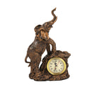 Sculpture Statue Resin Figurine Elephant Deco Clock Metallic Brown Color 19*22*8 cm