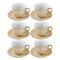 Ceramic Tea Cup and Saucer Set of 6 Pcs Cream Abstract Design Cup 7.5*9 cm Saucer 14 cm
