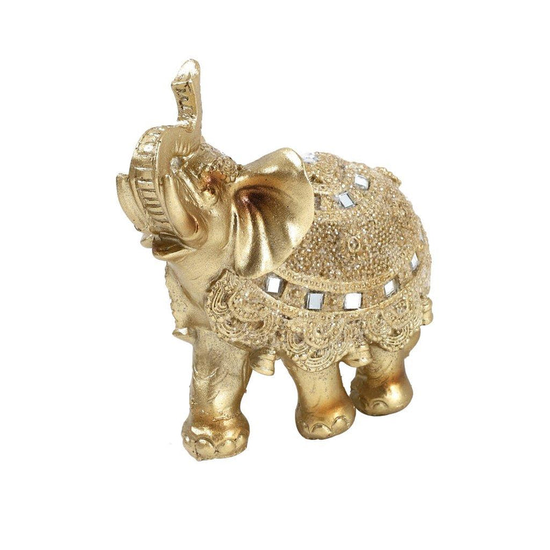 Sculpture Statue Resin Figurine Elephant Metallic Gold Colour 16*15 cm