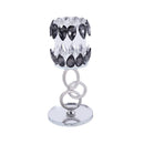 Home Decor Crystal Glass Black Silver Table Top Candleholder 20 cm