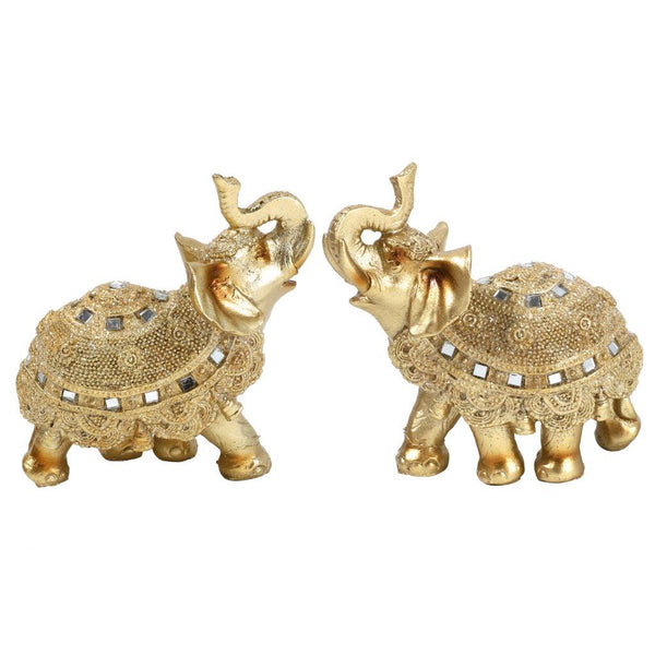 Sculpture Statue Resin Figurine Elephant Metallic Gold Colour 27*29 cm