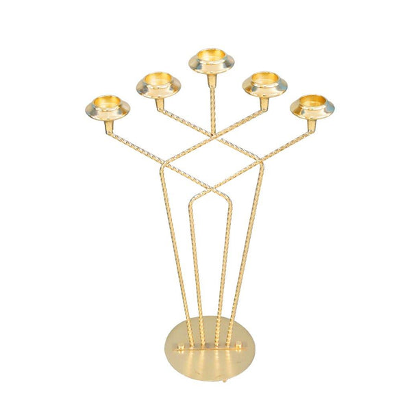 Satin Gold Elegant Metal Candleholder 5 Arms Wedding Table Centrepiece 87*22 cm