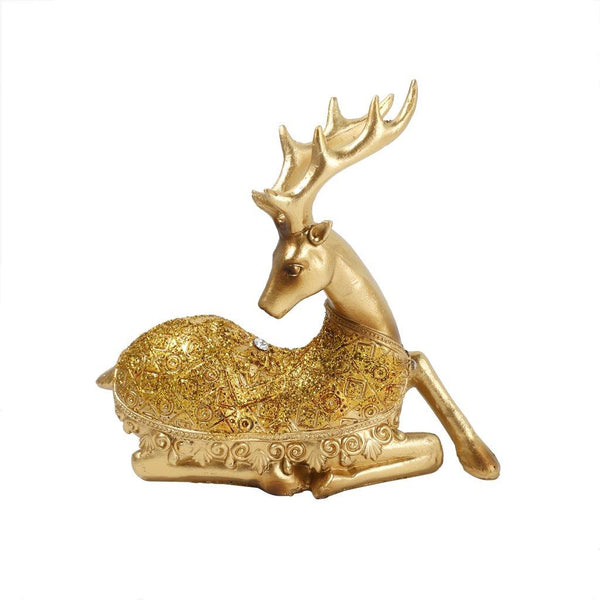Sculpture Statue Resin Figurine Reindeer Metallic Gold Color 19*9*18 cm