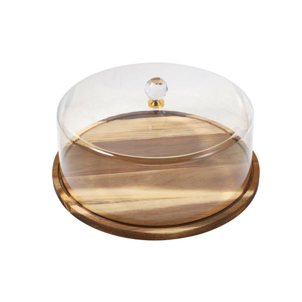 Acrylic Cake Dome Cover with Tray Food Plate Clear Lid Cake Stand For Baking Serving 32*16 cm