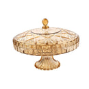 Acrylic Champagne Serving and Footed Divided Platter with Lid Fruits and Nuts Plate 30*24 cm