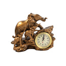 Sculpture Statue Resin Figurine Elephant Deco Clock Metallic Brown Color 23*20*7 cm