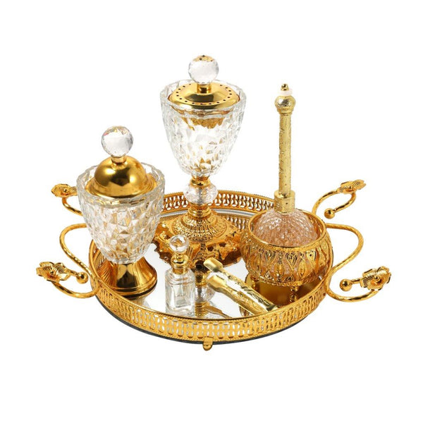 Essential Oil and Incense Burner Diffuser Metal Decor Craft Set with Tray 24*34 cm