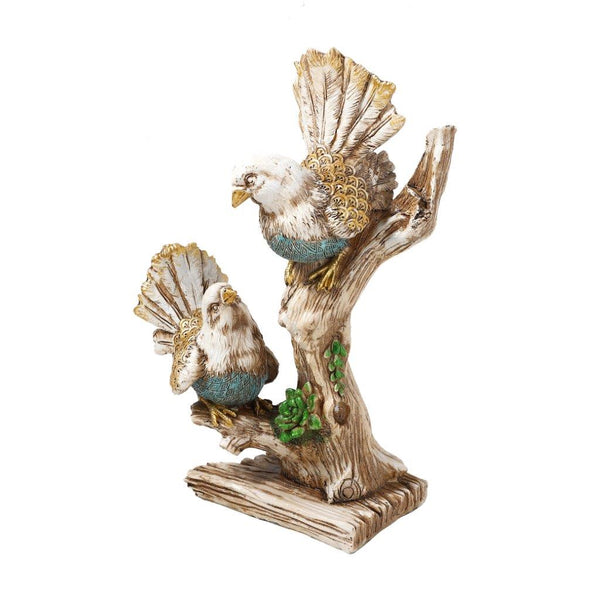 Collectable Resin Handicraft Natural Color Bird Statue With Tree 18*9*25 cm