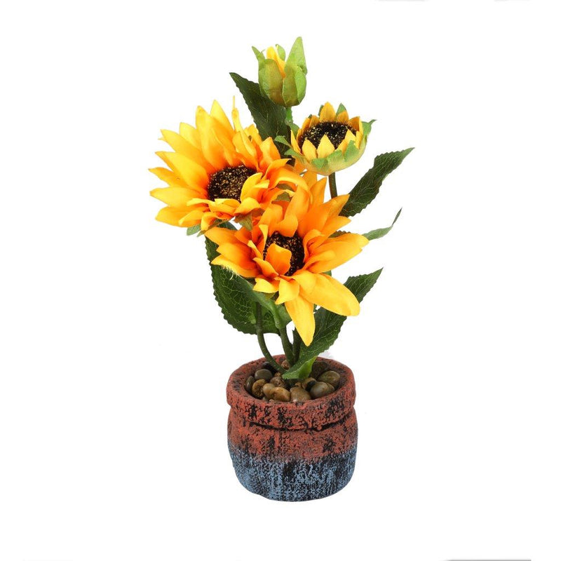 Realistic Touch Artificial Sunflower Flower Deco Pot Abstract Home Print 8*7*28 cm