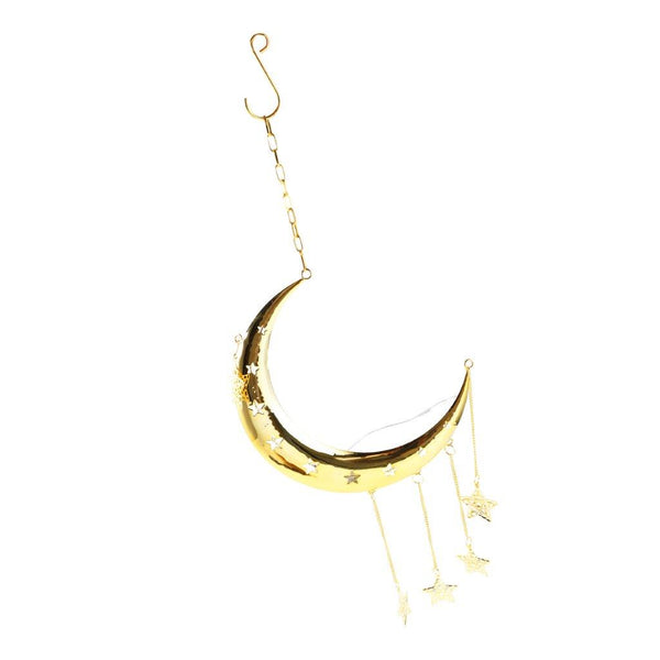 Decorative Ramadan Arabic Style Gold Metal Crescent Moon Chimes 20*65 cm